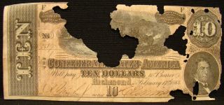 1864 Confederate $10.  00 Note From Tenn.  Estate.  Civil War.