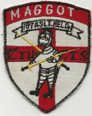 Vietnamese Made 187th Assault Helicopter Company White Maggot Pocket Patch