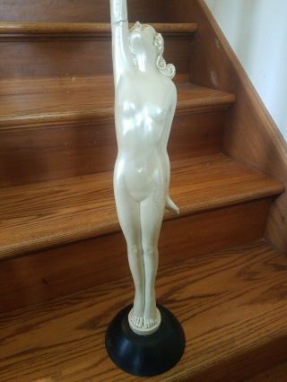 Vintage Art Deco Nouveau Nude Lady Pedestal Statue Ash Tray Smoking Stand 30 