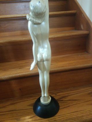 Vintage Art Deco Nouveau Nude Lady Pedestal Statue Ash Tray Smoking Stand 30 