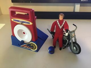 Evel Knievel Stunt Cycle Playing Mantis 1998 Complete Rare Blue Base