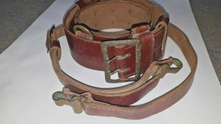 Vintage Wwi Ww1 Military German Officer Leather Belt &strap