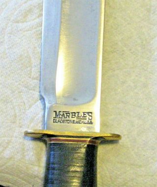 Vtg Sheath 8 " Hunt Blade Usa Marbles Ideal Ww Knife Alum Pommel Leather Case