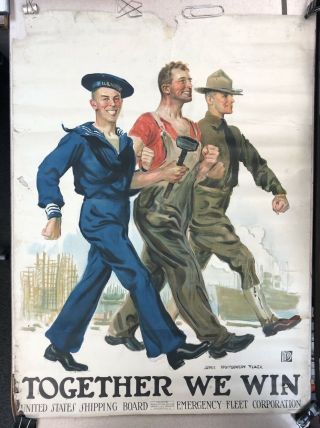 Wwi Together We Win Orig J Montgomery Flagg World War One Propaganda Poster 1918