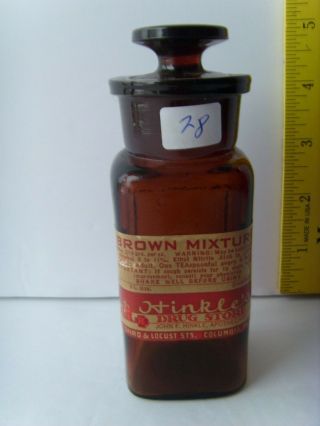 Antq Labeled “opium” Apothecary " Hinkle 