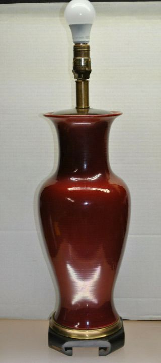 Rare - Vintage Frederick Cooper - Chgo.  Oxblood Red Porcelain Lamp/wood Base