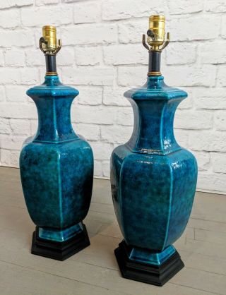 Bitossi Style Mid - Century Glazed Pottery Lamps