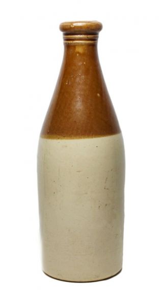 Civil War Era Stoneware Ginger Beer Bottle With Rare Dark Glaze