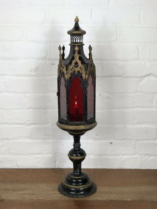 Antique Church Lantern Gothic Lamp Candlestick Decorative Vintage Light 9