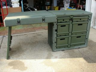 Hardigg Portable Military Field Desk,  Table,  6 Drawers,