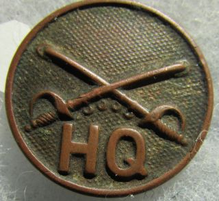 Ww1 Us Cavalry " Hq " Troop Collar Disc With The Nut