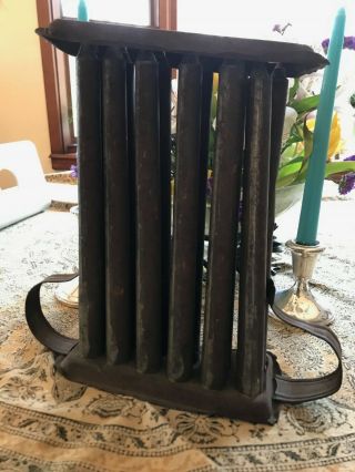 Antique Primitive Tin Metal 12 Tube Candle Mold 10 - 1/2 " Tall