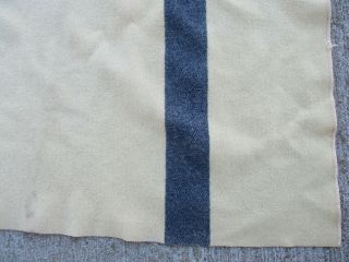 U.  S.  Navy WWII White Wool Blanket With Two Blue Stripes 4