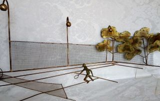 Vintage Signed - C.  Jere Tennis Player Wall Art - Copper,  Brass Metal Sculpture
