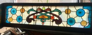 Rare Art Nouveau Stained Glass Window Roundels Mansion Transom Ok