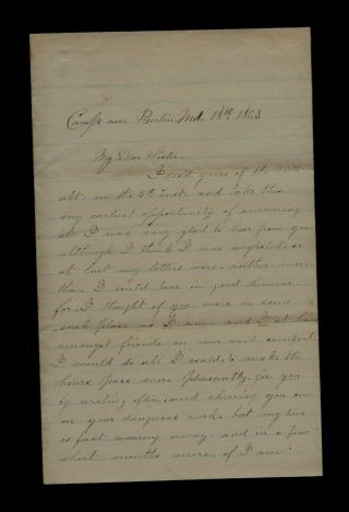 3rd Vermont Infantry Civil War Letter - Taken Thousands Of Prisoners In Maryland