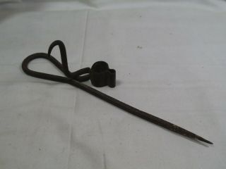 Vdintage Wrought Iron Miners Candle Stick Holder Sticking Tommy Or Tommy Stick