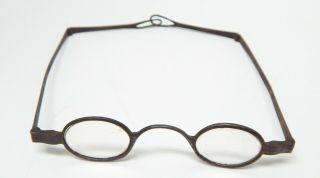 1a Antique Steel Double Folding Round Spectacles Eye Glasses W/ Lens Compact