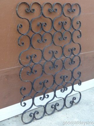 Scrolling Wrought Iron,  Salvaged Antique Grate/trellis Rustic Divider 52 " X 38 "