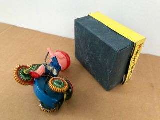 Vintage 1950 ' RARE BLUE ' Ringing Tricycle ',  box Made in CHINA Shanghai,  tin toy 10