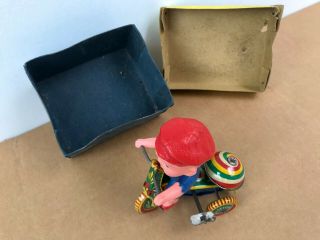 Vintage 1950 ' RARE BLUE ' Ringing Tricycle ',  box Made in CHINA Shanghai,  tin toy 9