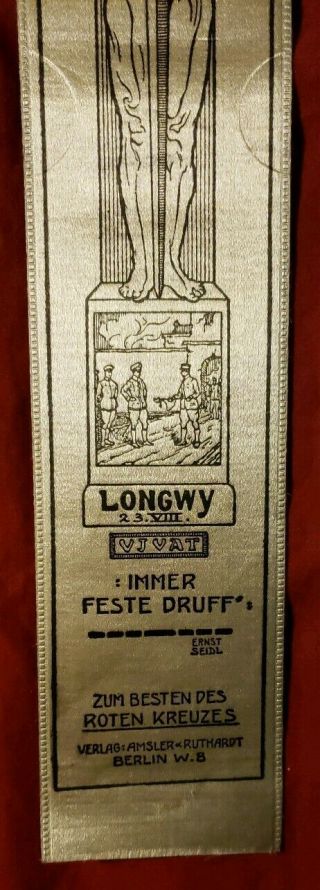 VINTAGE WW1 GERMAN VIVAT SILK RIBBONS 1914 ST.  QUENTIN LONGWY GRIEG AS PICTURED 11
