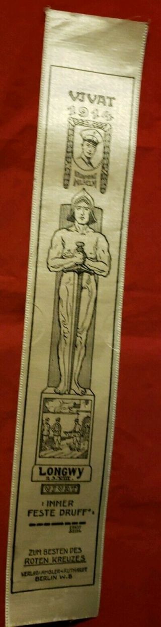 VINTAGE WW1 GERMAN VIVAT SILK RIBBONS 1914 ST.  QUENTIN LONGWY GRIEG AS PICTURED 4