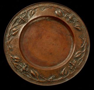 Antique Hand Hammered Copper Tray Plate Arts And Crafts Art Nouveau