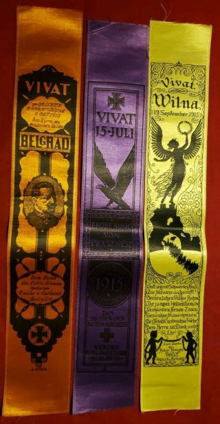 Vintage Ww1 German Vivat Silk Ribbons 1915 As Pictured