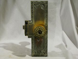 Antique VICTORIAN CAST BRASS ENTRY DOOR LOCK SET - 1899 2