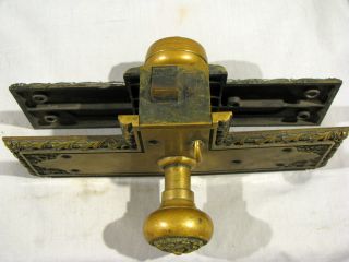 Antique VICTORIAN CAST BRASS ENTRY DOOR LOCK SET - 1899 3