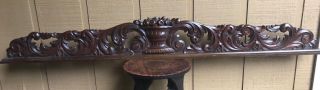 Antique Large Rococo Hand Carved Fruit Basket & Acanthus Leaf Wood Pediment,  70 "