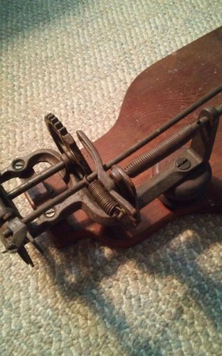 045 Antique Iron Metal Crank Apple Peeler Mounted on Board 4