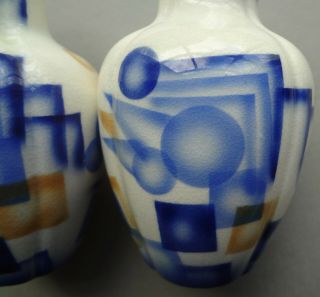 HTF Pair GEORGE BORGFELDT importer CZECHOSLOVAKIA ART DECO VASES 4