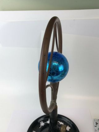 Antique Vintage Rotating Water Sprinkler - Bright Blue Crackled Orb 9