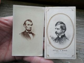 Civil War Cdv Photo Image General Banks And Abraham Lincoln