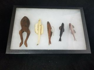 5 Hand Carved Ice Fishing Decoys Vintage Spearing Decoy Fish Lure Orig Paint