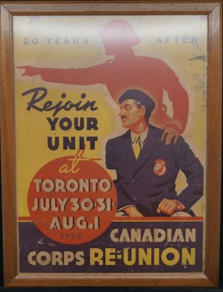 Post Ww1 Cef Canadian Corps Reunion Toronto 1938 Poster