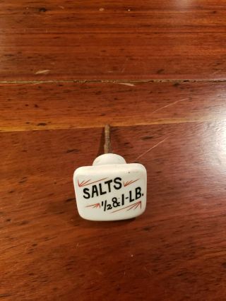 Salts Antique Porcelain Apothecary DRUG CABINET KNOB Drawer Pull 2