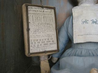 Dated 1860 Early One Room School House Wood Alphabet Board Primitive American 2