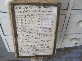 Dated 1860 Early One Room School House Wood Alphabet Board Primitive American 7