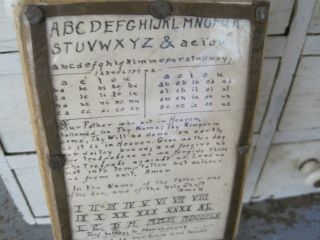 Dated 1860 Early One Room School House Wood Alphabet Board Primitive American 9