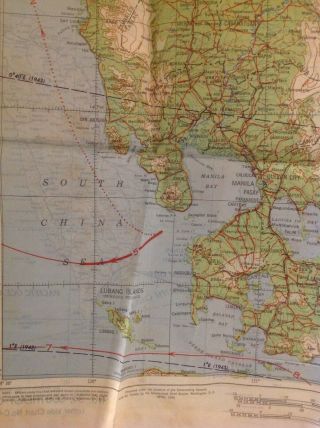 2 Sides WWII 1944 AAF Cloth Escape Map Phillippine Series C - 40 Luzon Chart No.  34 4