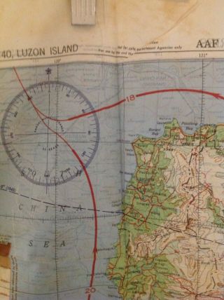 2 Sides WWII 1944 AAF Cloth Escape Map Phillippine Series C - 40 Luzon Chart No.  34 5