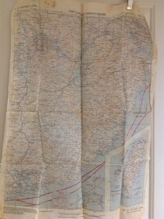 2 Sides WWII 1944 AAF Cloth Escape Map Phillippine Series C - 40 Luzon Chart No.  34 6