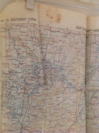 2 Sides WWII 1944 AAF Cloth Escape Map Phillippine Series C - 40 Luzon Chart No.  34 7