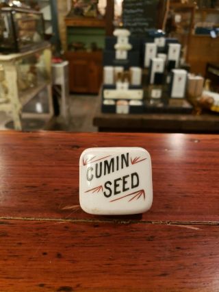 Cumin Seed Antique Porcelain Apothecary Drug Cabinet Knob Drawer Pull