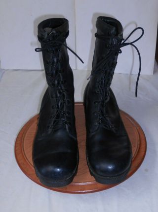 Boots,  Black Leather Combat,  Speedlace,  Ro Search,  Lug Sole,  8r,  1985,  Good