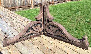 Pair Architectural Salvage Solid Wood Corbels Victorian Wooden Brackets Huge