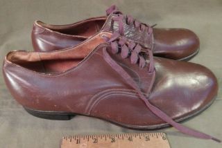 WWII Era,  U.  S.  Army Officer’s Russet Brown Leather Low Quarter Uniform Shoes,  13 11